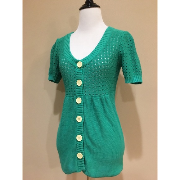 dELiA*s Apple Green Mixed Knit Cardigan Sweater - Picture 3 of 4